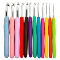12 Ganchos de Crochet con Mango Ergonómico Agujas Suaves