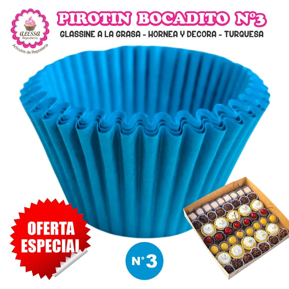 Pirotin Bocadito a la Grasa Horneable Turquesa Número 3 - 1000 unidades