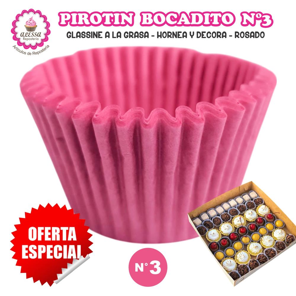 Pirotin Bocadito a la Grasa Horneable Rosado Número 3 - 1000 unidades