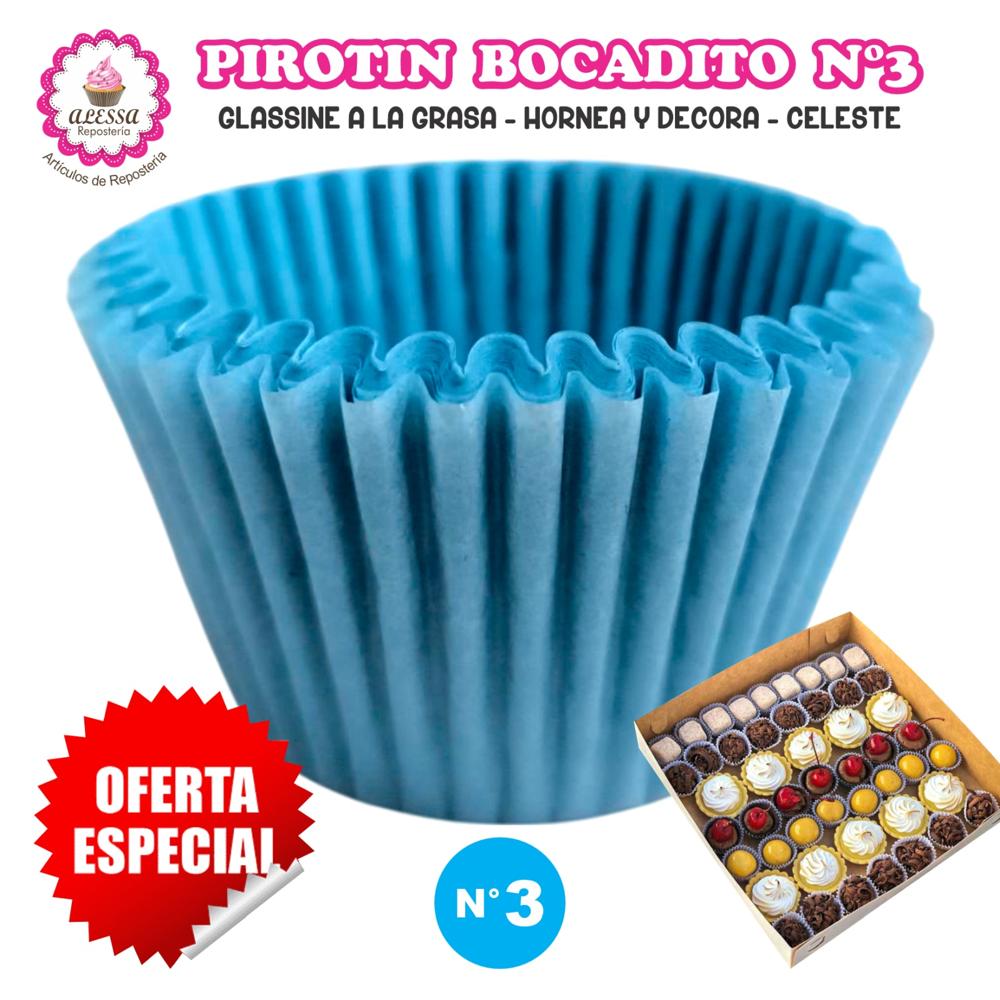 Pirotin Bocadito a la Grasa Horneable Celeste Número 3 - 1000 unidades