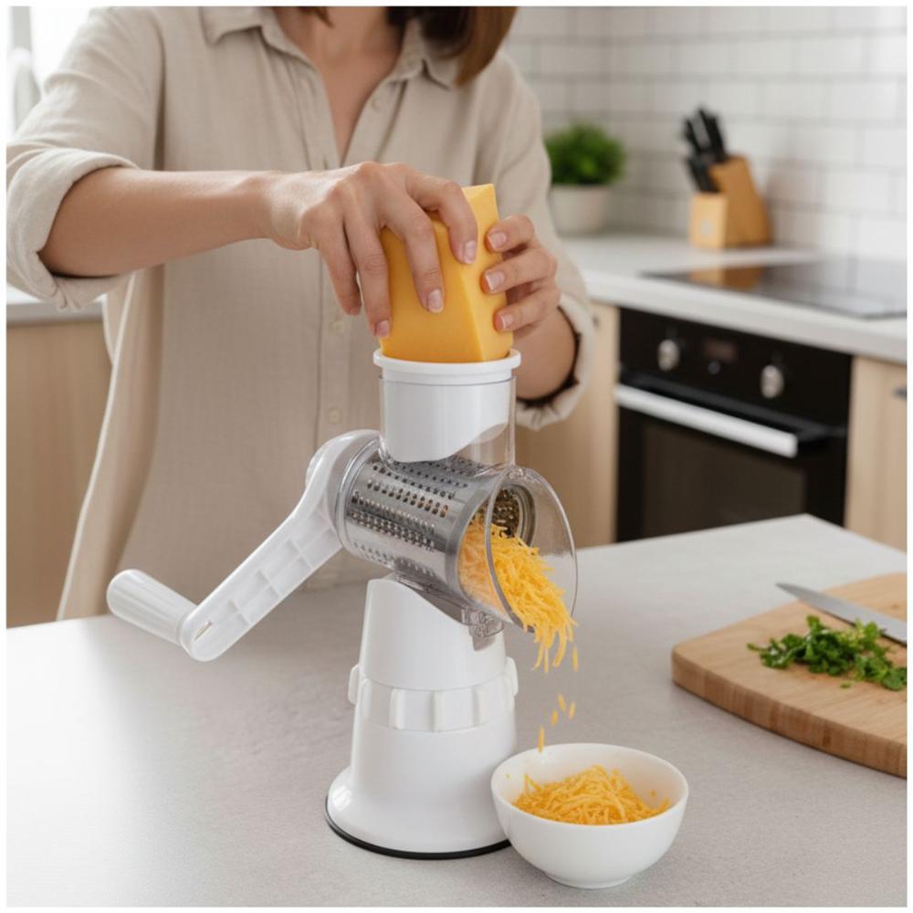 Rallador Giratorio Multifuncional 3 en 1 para Verduras Alimentos Blanco