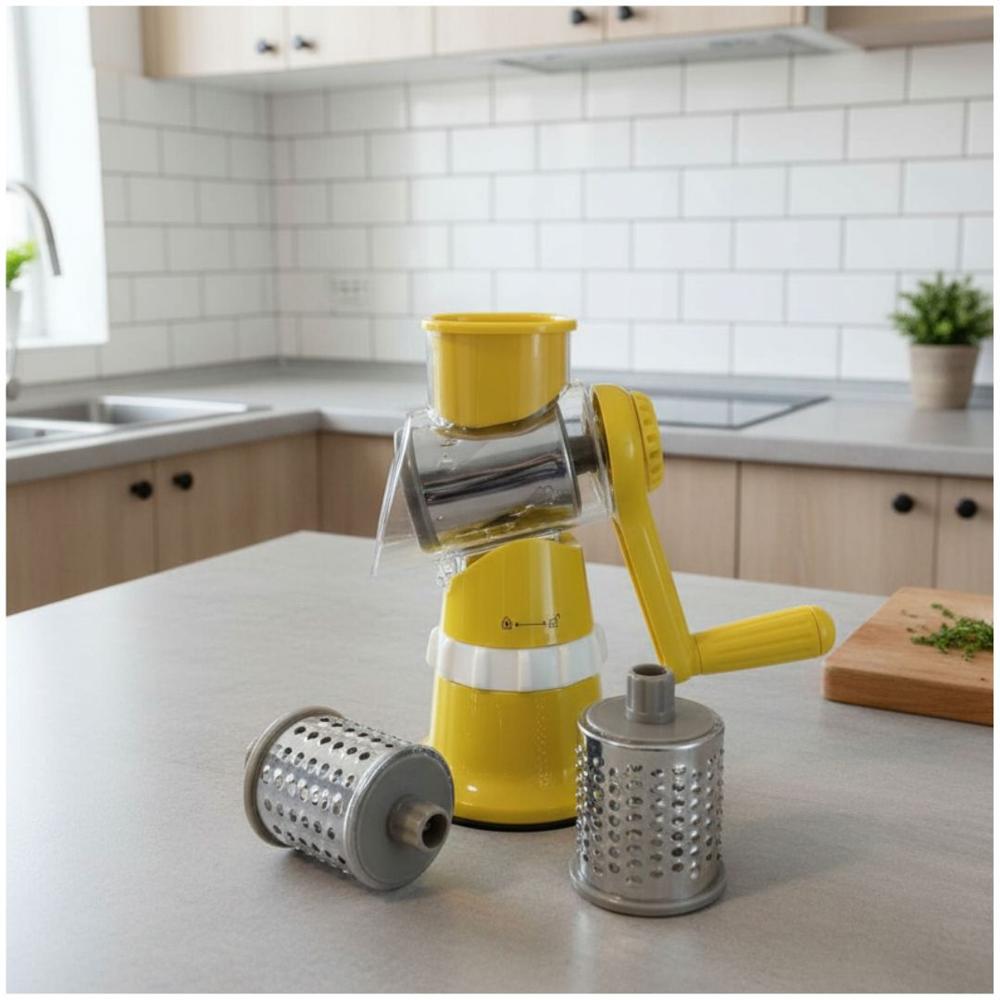 Rallador Giratorio Multifuncional 3 en 1  para Verduras Alimentos Amarillo
