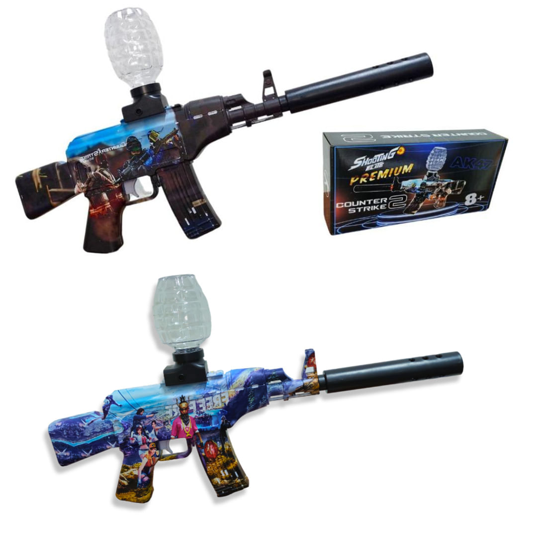 Pack Duo Lanza Hidrogel Diversión Niños AK Mini Diseño Counter Strike y Free Fire Lentes Batería