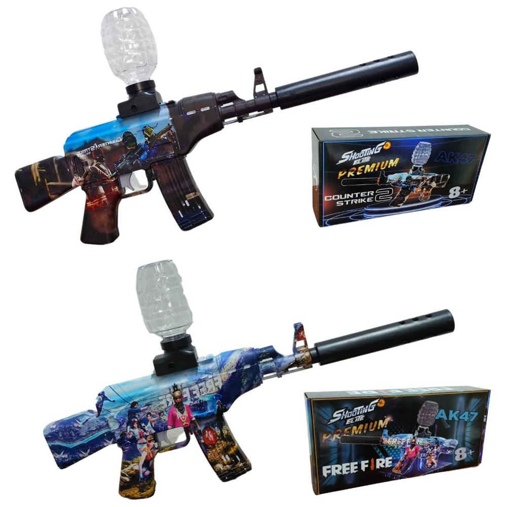 Pack Duo Lanza Hidrogel AK Diseño Counter y Free Fire Lentes Accesorios Niños Bateria