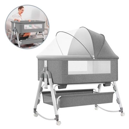 Cuna Mecedora 4 en 1 con Mosquitero y Altura Ajustable