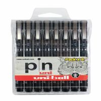 Uni Pin Estilógrafo Punta Fina Pack x 8 - Negro