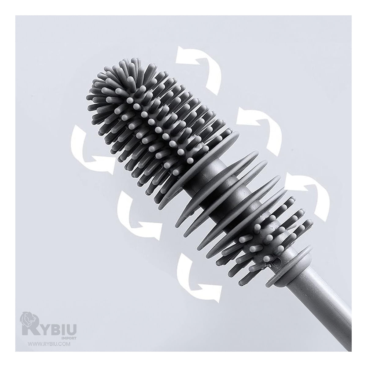 Cepillo de Silicona para Limpieza Botellas en Color Plomo