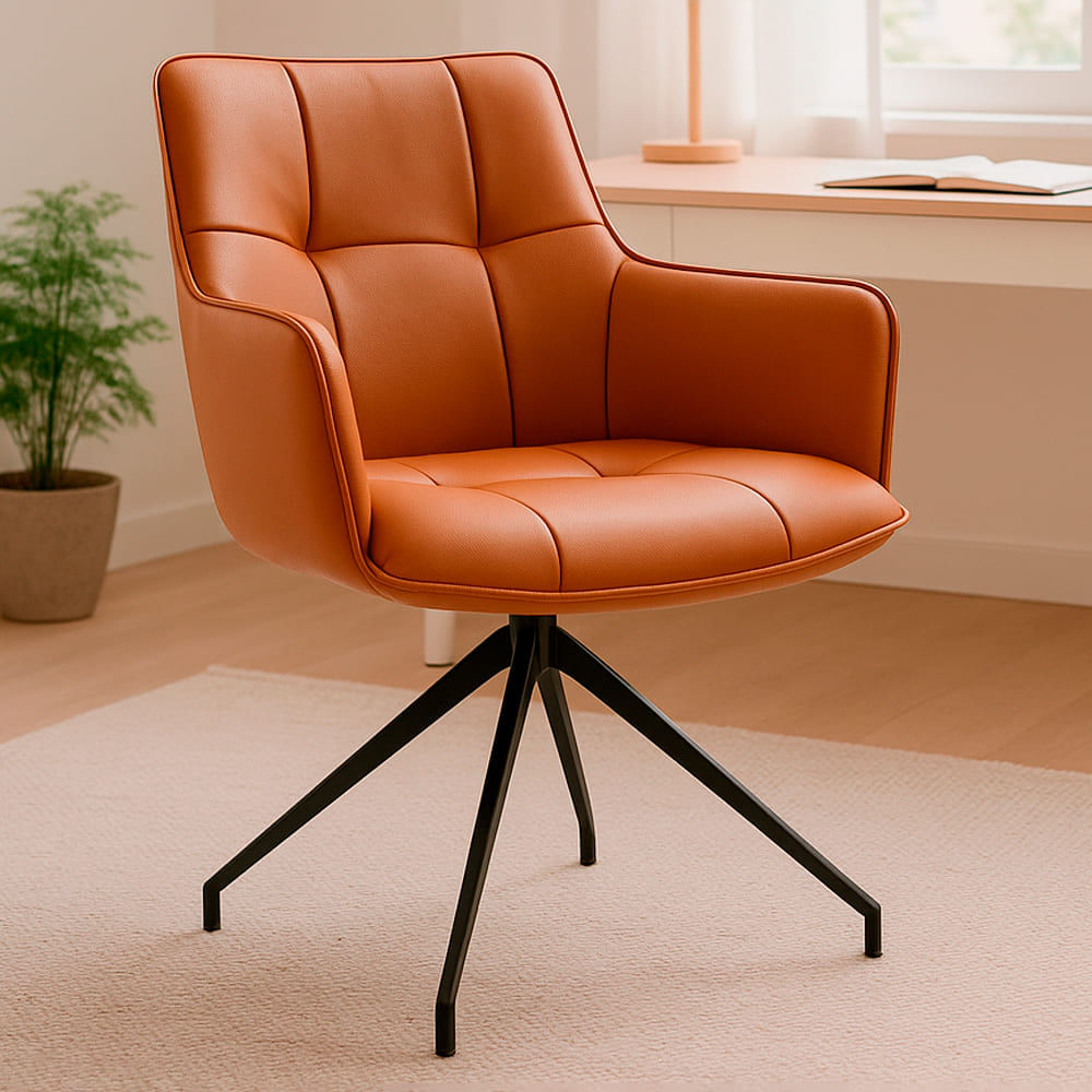 Butaca Cuero Giratoria 360 grados Buckingham Berner Marrón Claro