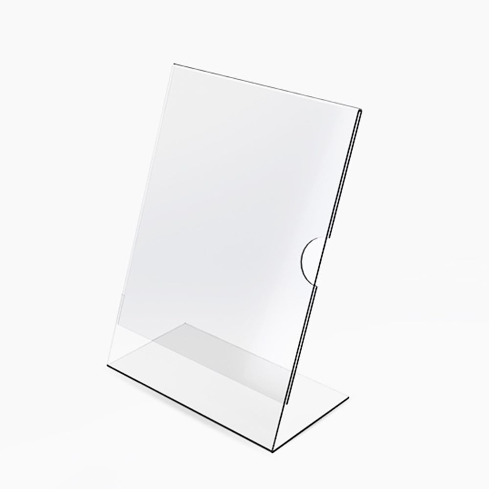 Portafolleto de Acrilico A4 forma de L - Portamenu Portapapel