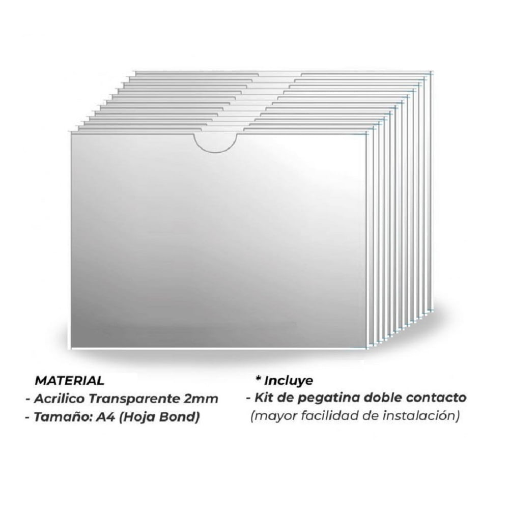 Portapapel de Acrilico A4 Horizontal - Pack de 50 unidades