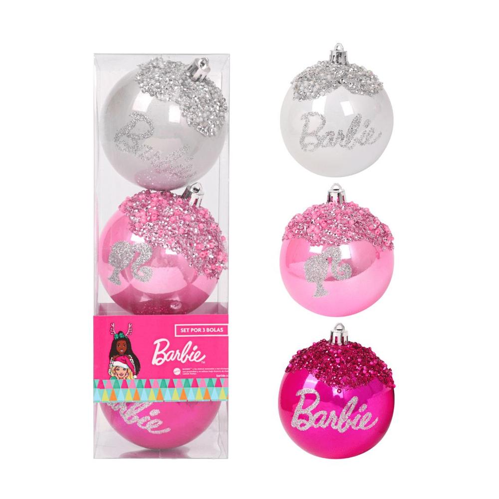 Set de Bolas Navideñas Barbie X3 unds 8cm Modelo 3