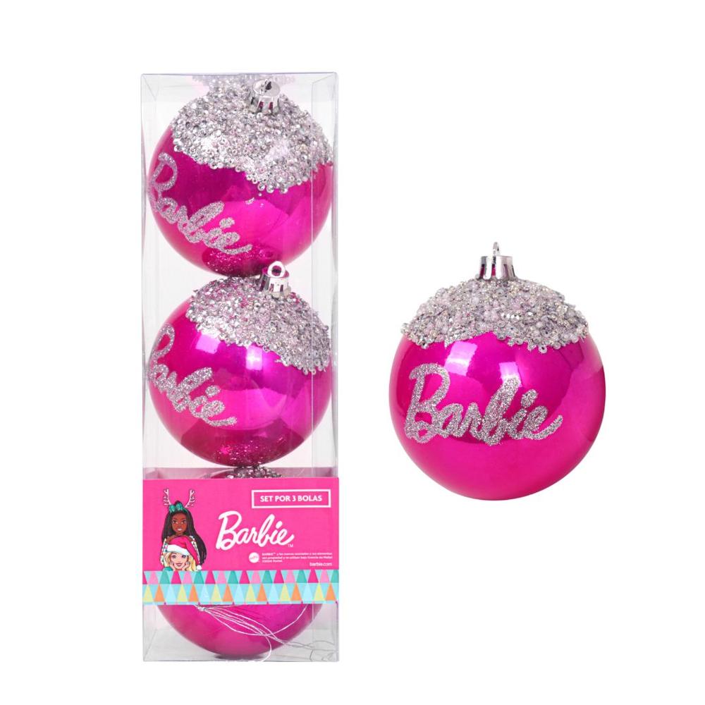 Set x3 bolas navideñas de árbol Barbie 8 cm modelo 4