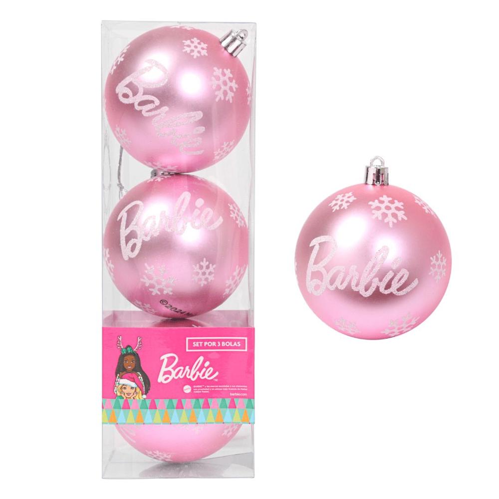Set de Bolas Navideñas Barbie X3 unds 8cm Modelo 5