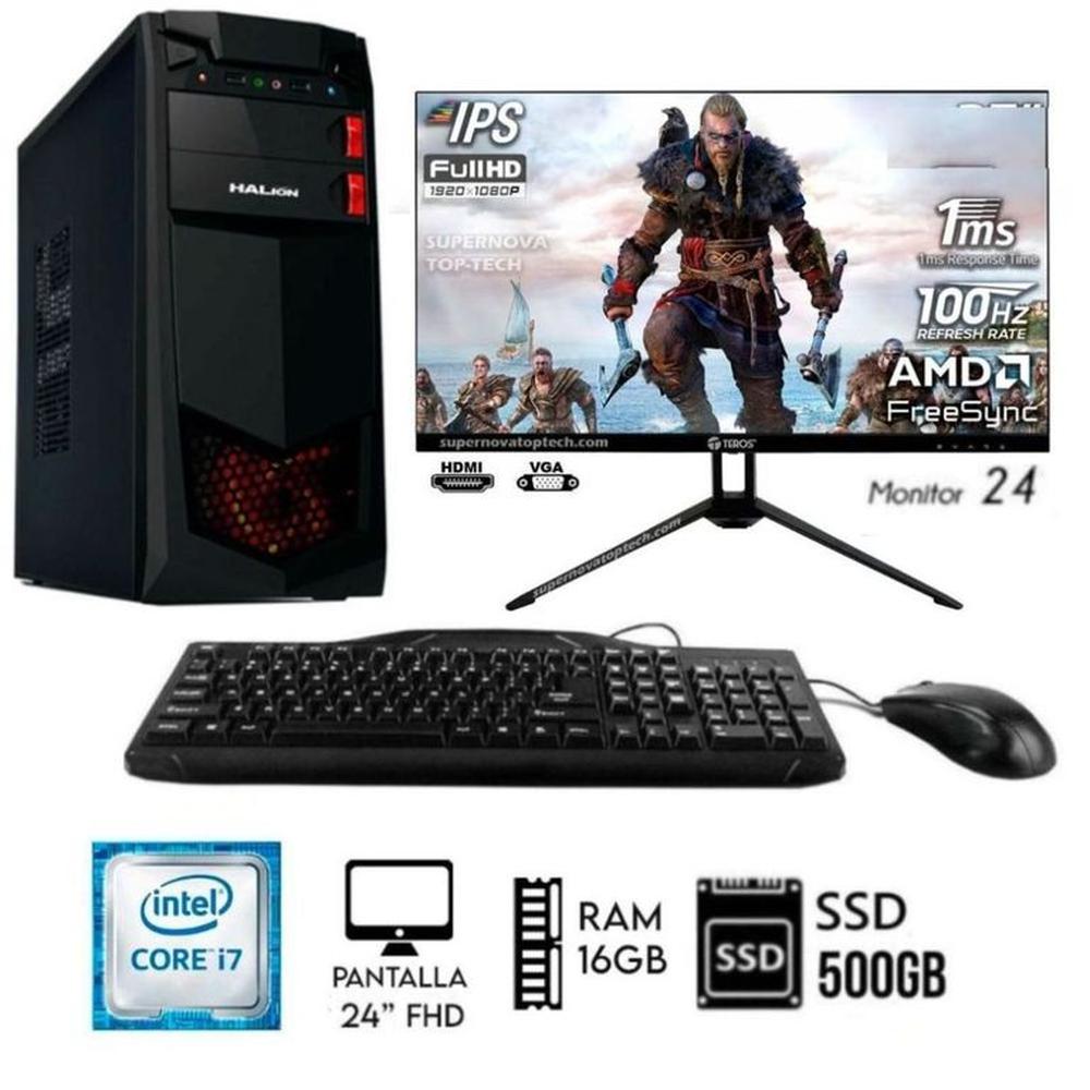 Computadora PC Intel Core I7 3.2Ghz Ram 16GB  Disco SSD 500GB  Monitor 24 FHD