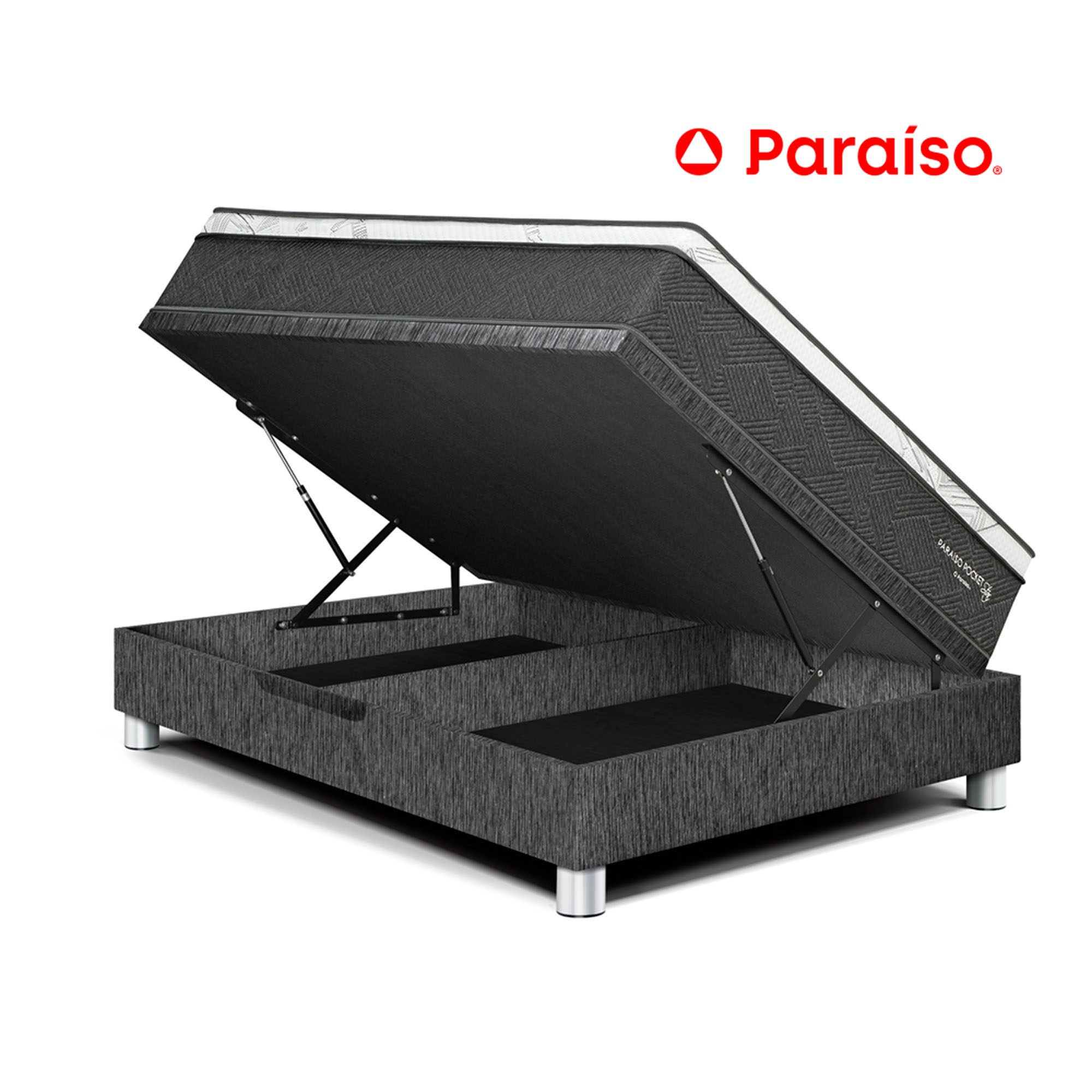 Cama Boxet PARAISO Pocket Star 1.5 Plazas Charcoal