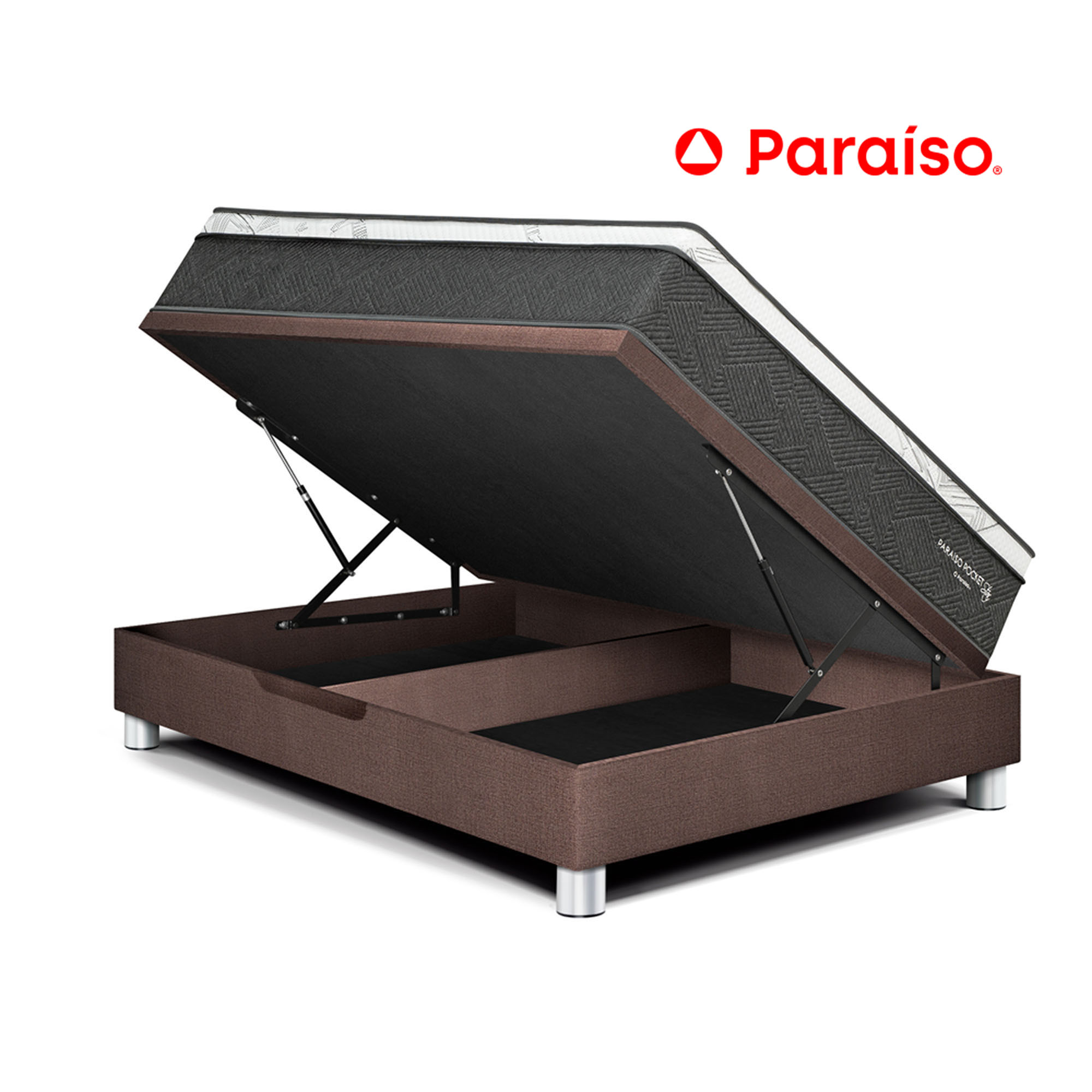 Cama Boxet PARAISO Pocket Star 1.5 Plazas Choco