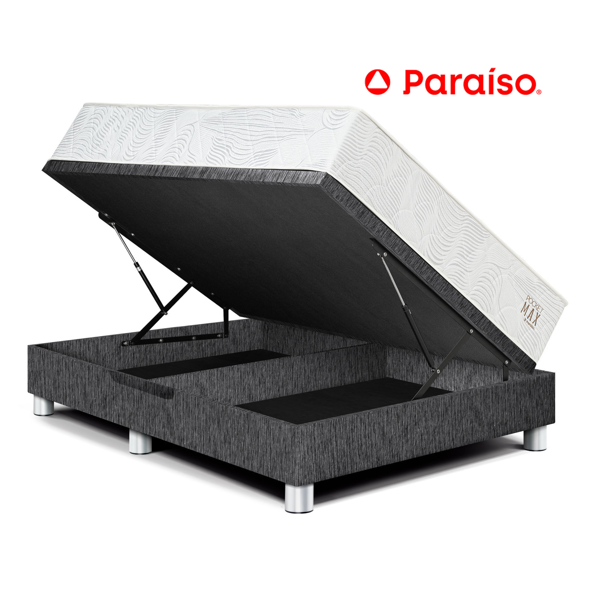 Cama Boxet PARAISO Pocket Max Queen Charcoal