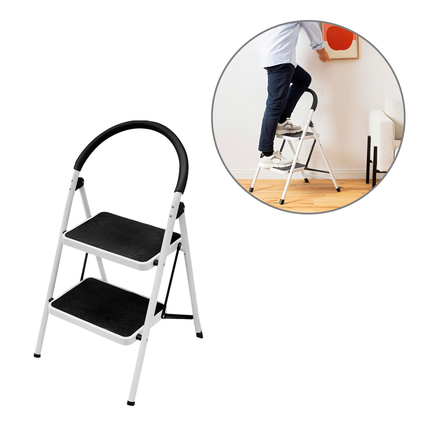 Escalera de 2 Pasos Plegable Antideslizante