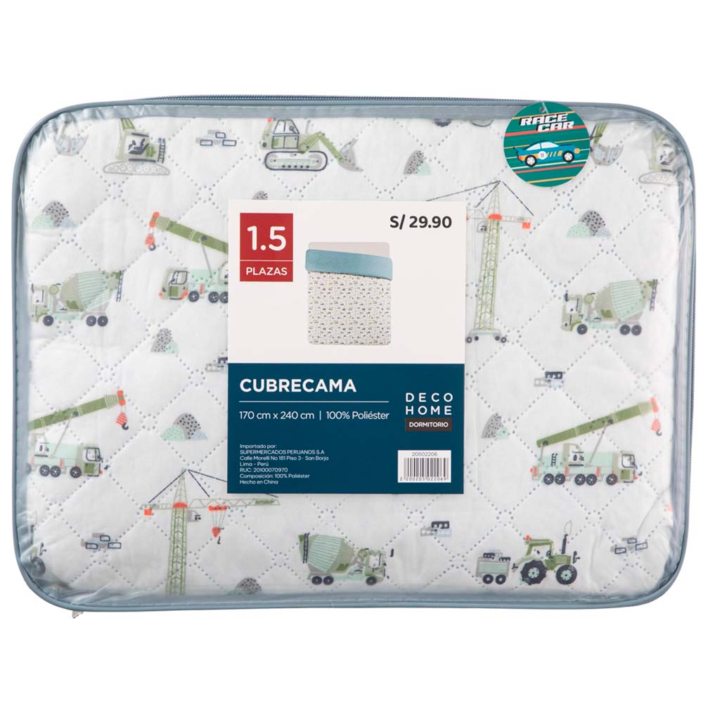 Cubrecama DECO HOME Race Cars Dis1 1.5P