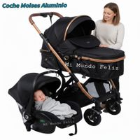 COCHE MOISES CON PORTABEBE DELUXE EBABY NEGRO