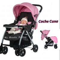 Coche Cuna para Bebe Mango Reversible Silver Rosada
