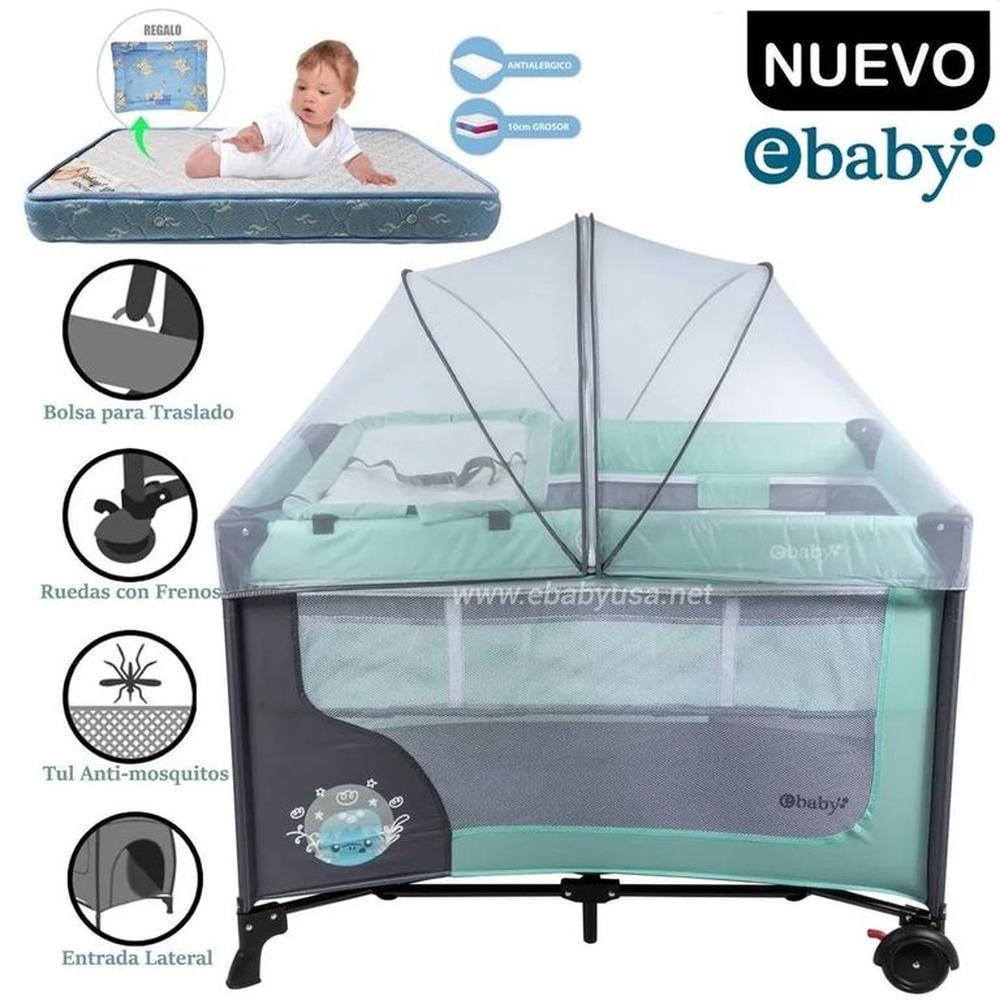 Cuna Corral Ebaby Happy Dream con Cambiador Colchon VR