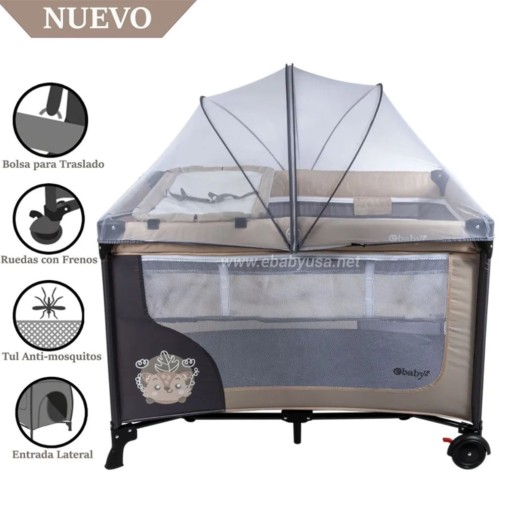Cuna Corral Ebaby con Cambiador Happy Dream 727-2 Beige