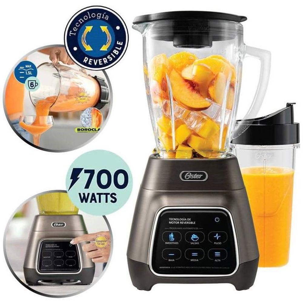 LICUADORA CON TECNOLOGÍA REVERSIBLE VASO OSTER BLSTPYG1312XBG-GRIS