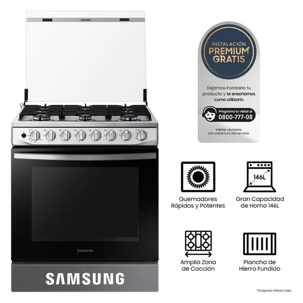 Cocina a Gas Samsung 6 hornillas con Plancha NX52T5311PS
