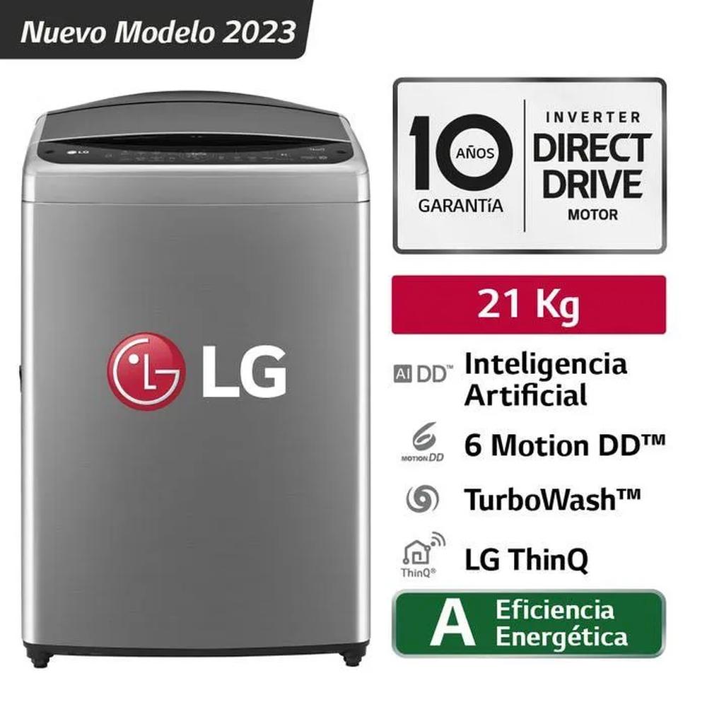 Lavadora WT21VV6 21Kg AI DD Inteligencia Artificial Carga Superior Pleateada LG