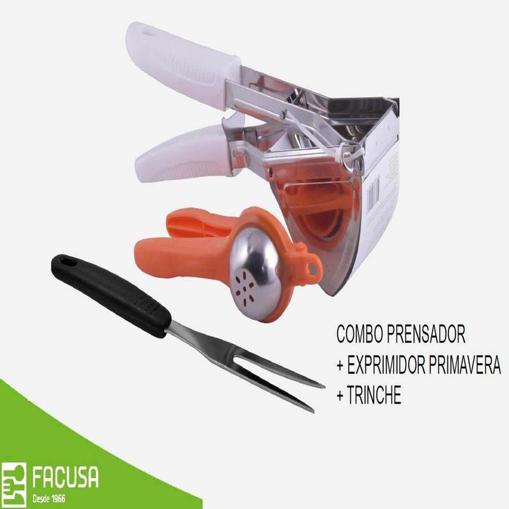 Prensa papas de Facusa con Exprimidor de Limon y trinche de Regalo