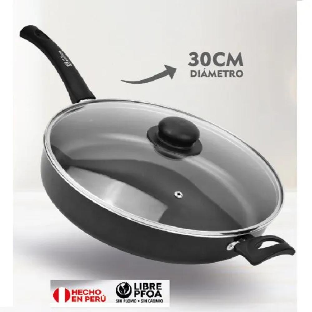 Cacerola 30 cm Con tapa de Vidrio Facusa