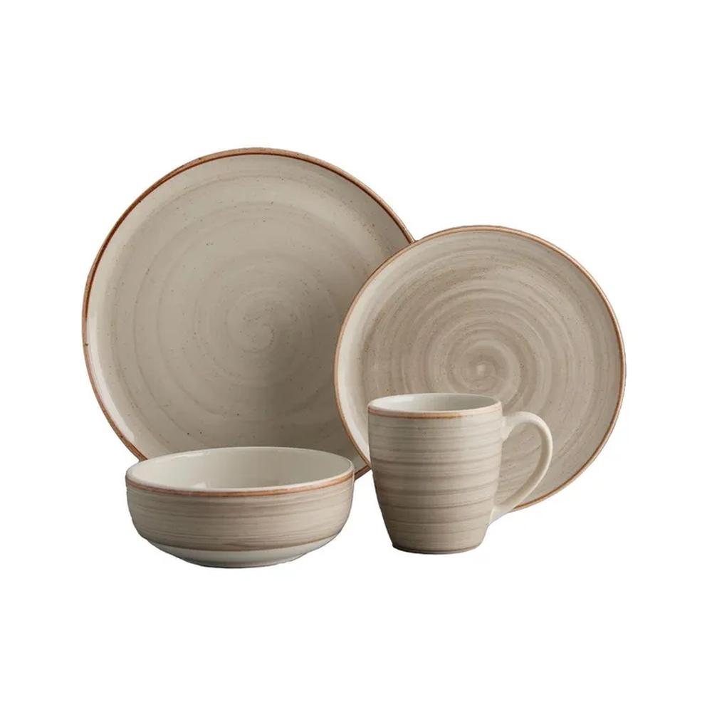 Juego de Vajilla Caoba Gris 16 Piezas Corona - Plato Pando 28cm