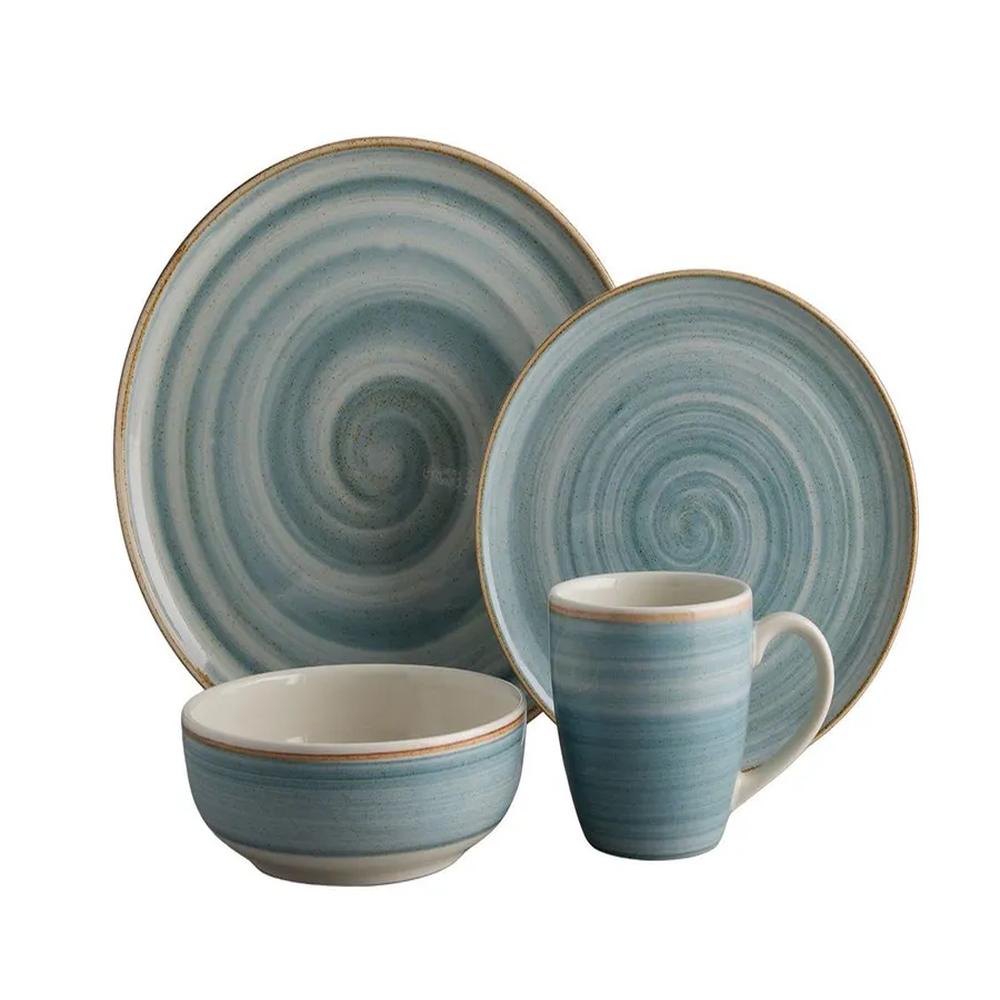 Juego de Vajilla 16 Piezas Caoba Azul Corona