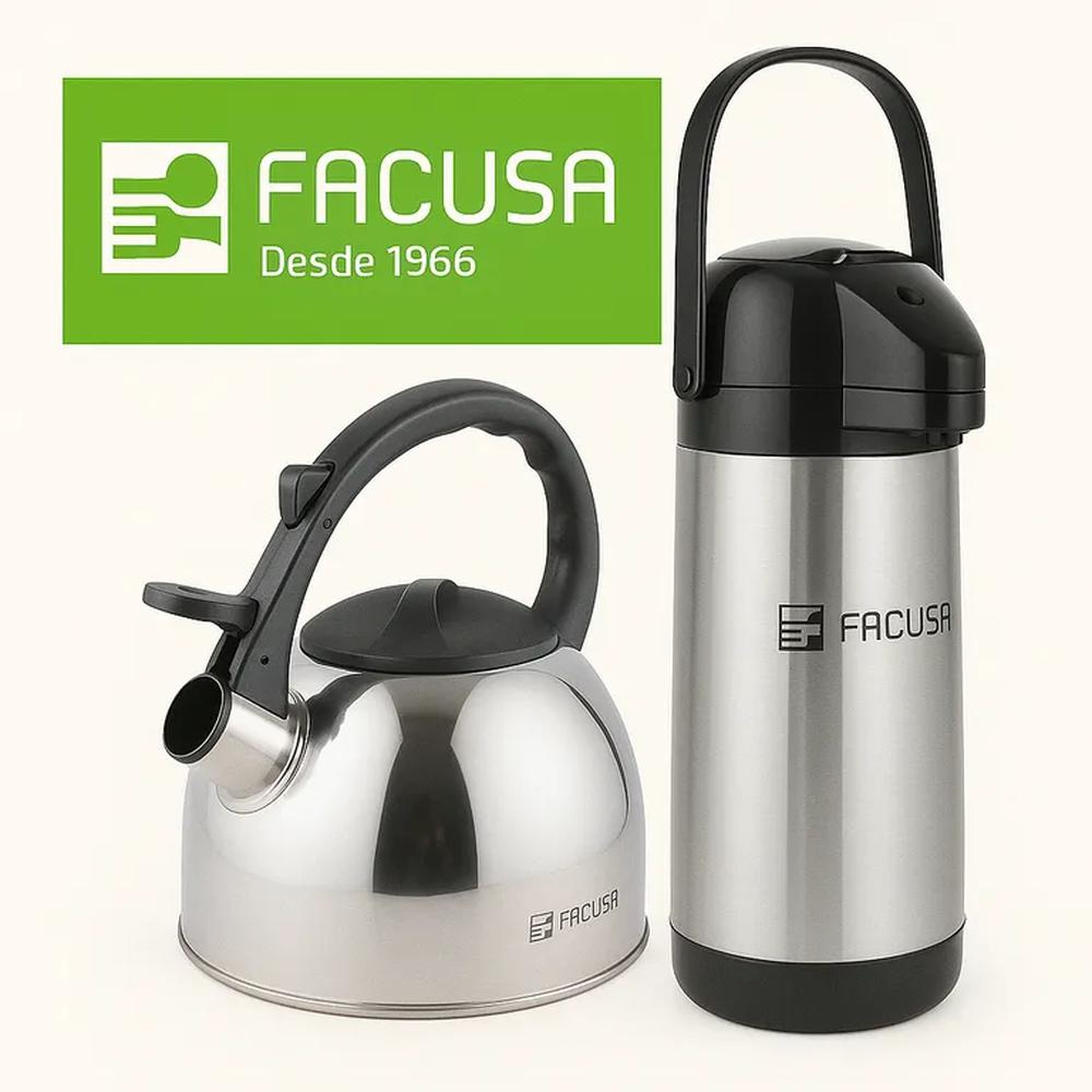 Combo Tetera Acero Inox 3litros y Termo Sifón 1.9 Lts. Facusa GARANTIA