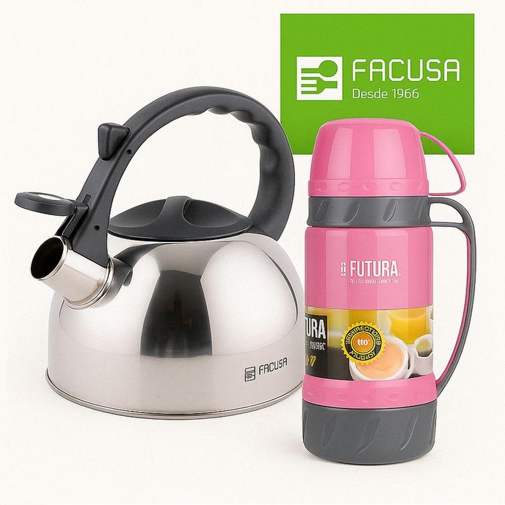 Combo Tetera 2.50 litros Facusa + Termo 1 litro Futura