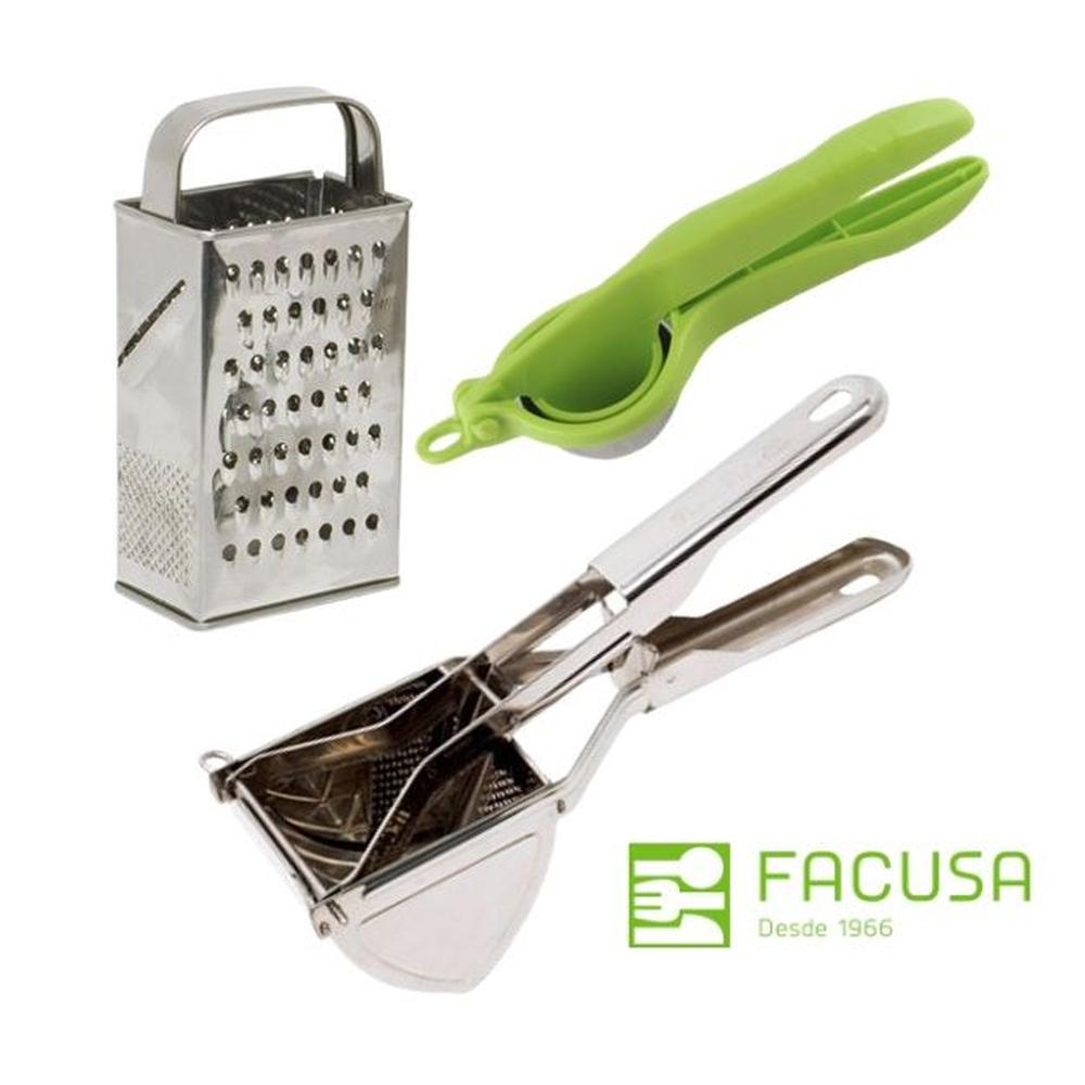 Prensa papas de Facusa con Exprimidor de Limon y Rayador de Regalo