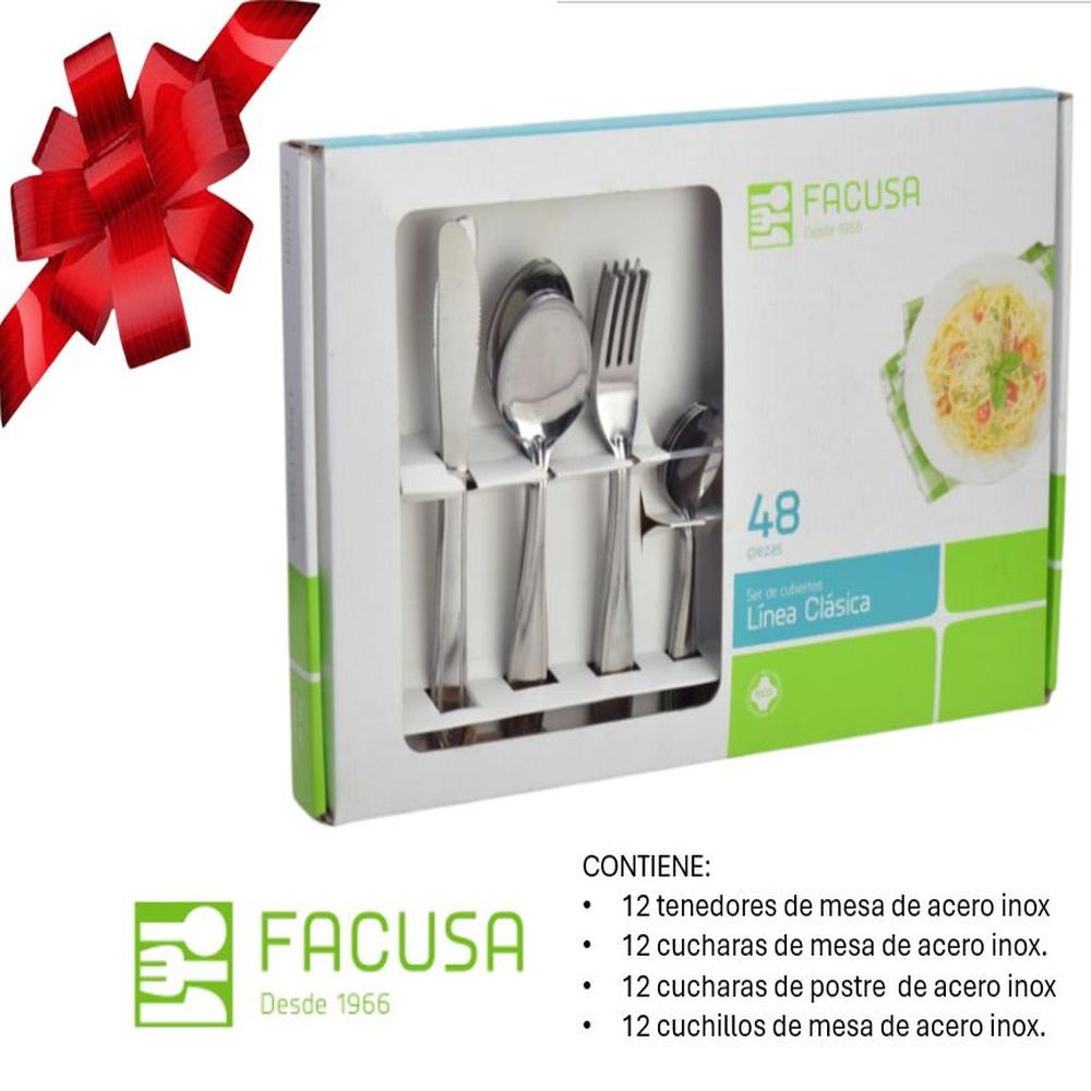 Set de cubiertos 48 Piezas Acero Inoxidable FACUSA CAJA REGALO
