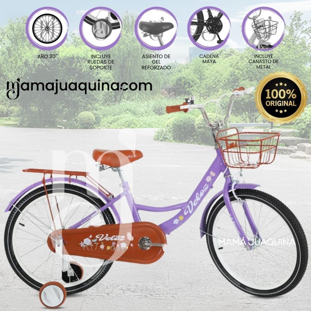 Bicicleta Para Niña Aro 20 NEW LADY con Canasta Purple