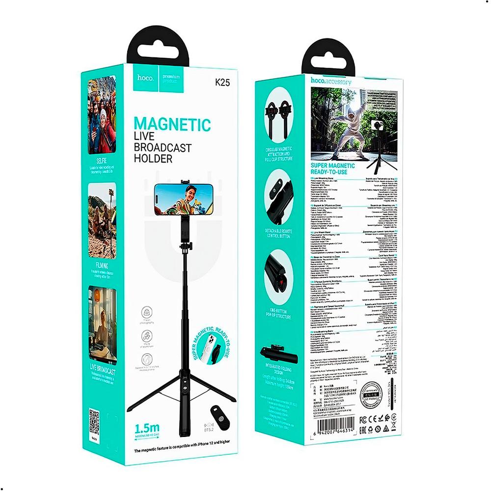 Trípode Soporte Selfie Stick Hoco K25 Bluetooth Magnetico