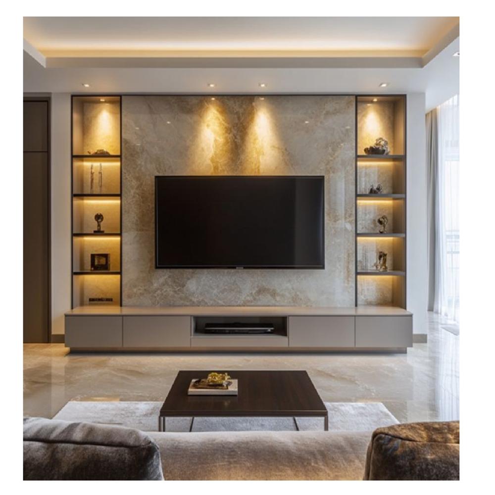 Centro de Entretenimiento Mármol con Luces Moscú 4 puertas TU MESITA