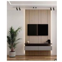 Mesa de TV Flotante Ramona con Pared y Repisa Multicolor 2 cajones TU MESITA