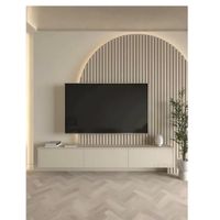 Mesa de TV Flotante con Panel Yusef color Almendra 3 puertas TU MESITA