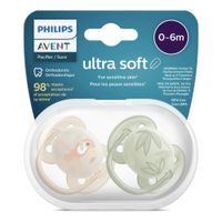 Chupón Avent 0-6 Meses Ultra Soft Pack 2 Unidades con Estuche