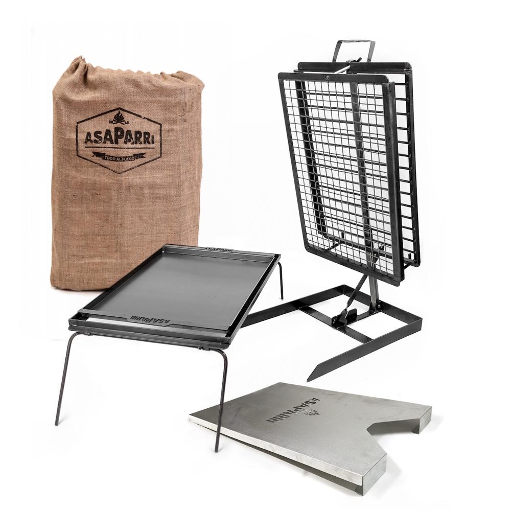 Parrila a Carbón Leña Kit Asaparri Completo Hierro Fundido