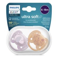 Chupón Avent 6-18 Meses Ultra Soft Pack 2 Unidades con Estuche Niña
