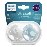 Chupón Avent 6-18 Meses Ultra Soft Pack 2 Unidades con Estuche Niño