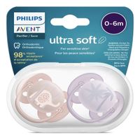 Chupón Avent 0-6 Meses Ultra Soft Pack 2 Unidades con Estuche