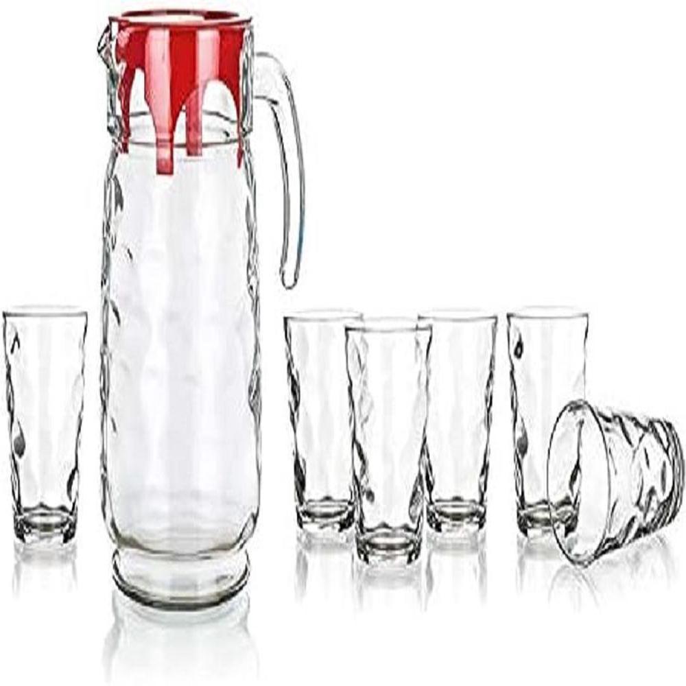 Set de Jarra y 6 vasos de vidrio templado Pasabahce - Hecho en Turquía