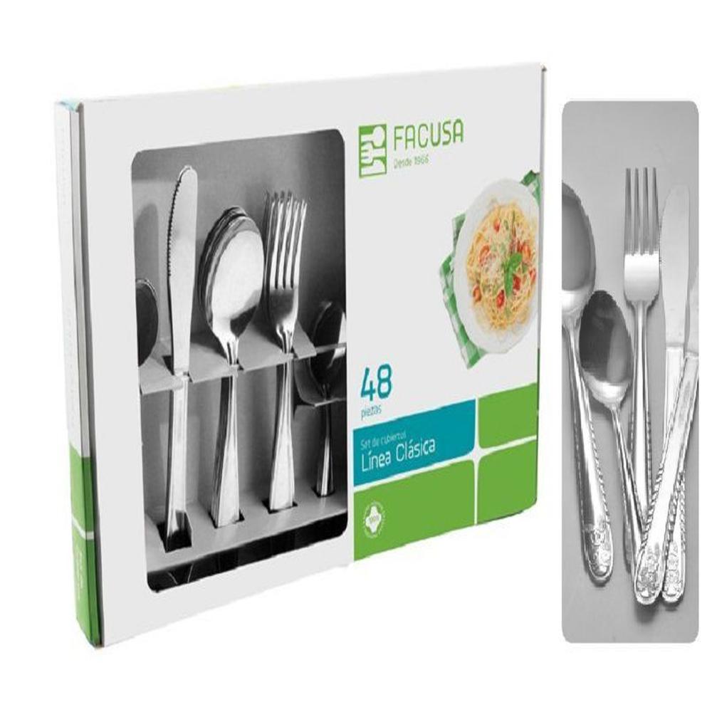 Set de cubiertos 48 Piezas Acero Inoxidable Modelo Rosita Facusa